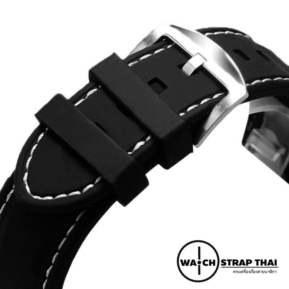 สายนาฬิกายาง เดินด้ายขาว SET02 Rubber Watch Strap White มีขนาด 20,22,24 mm