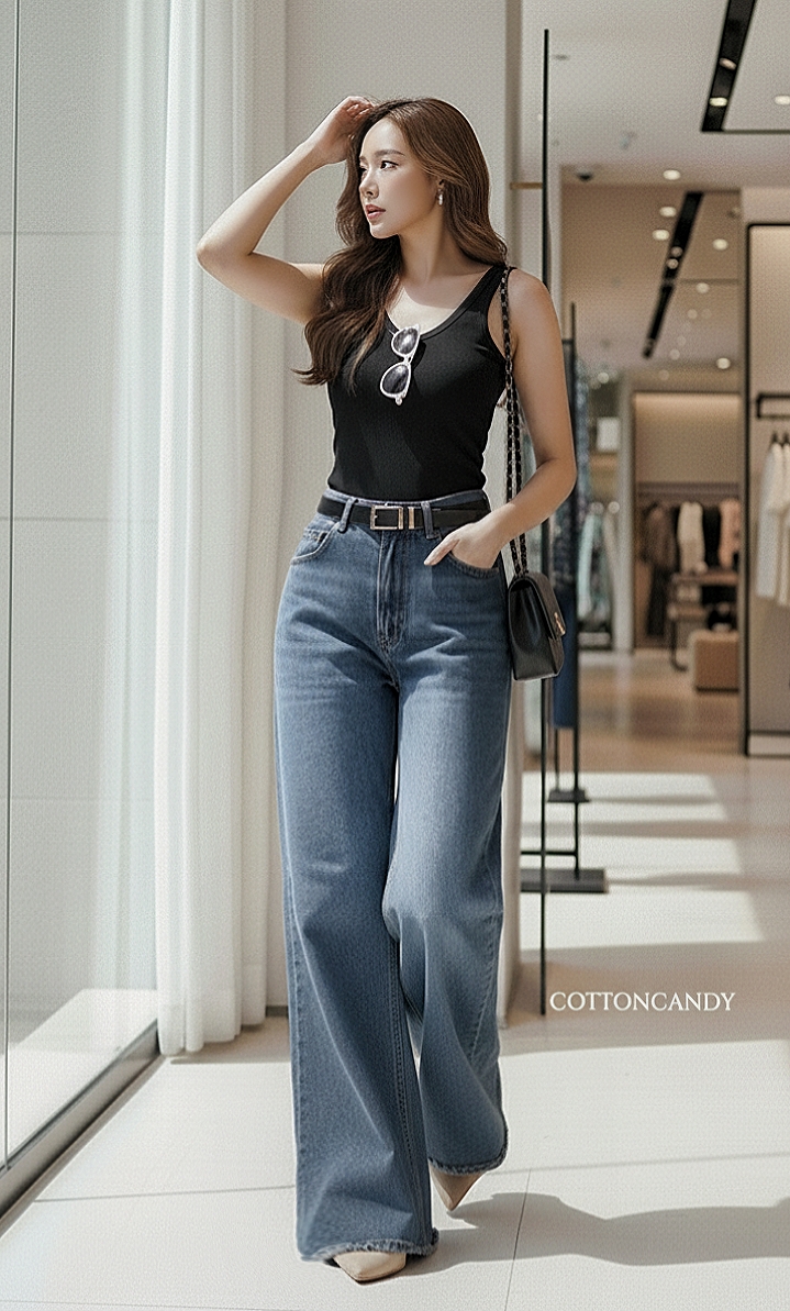 Tag#cottoncandy กางเกงยีนส์ รุ่นนี้ผ้ายีนส์เนื้อพรีเมี่ยม งานดี แพทเทิลขากระบอกใหญ่บานสวยจึ้งสวยๆ ทรงนี้ใครใส่ก็สวย พลางสะโพกดีมากๆ