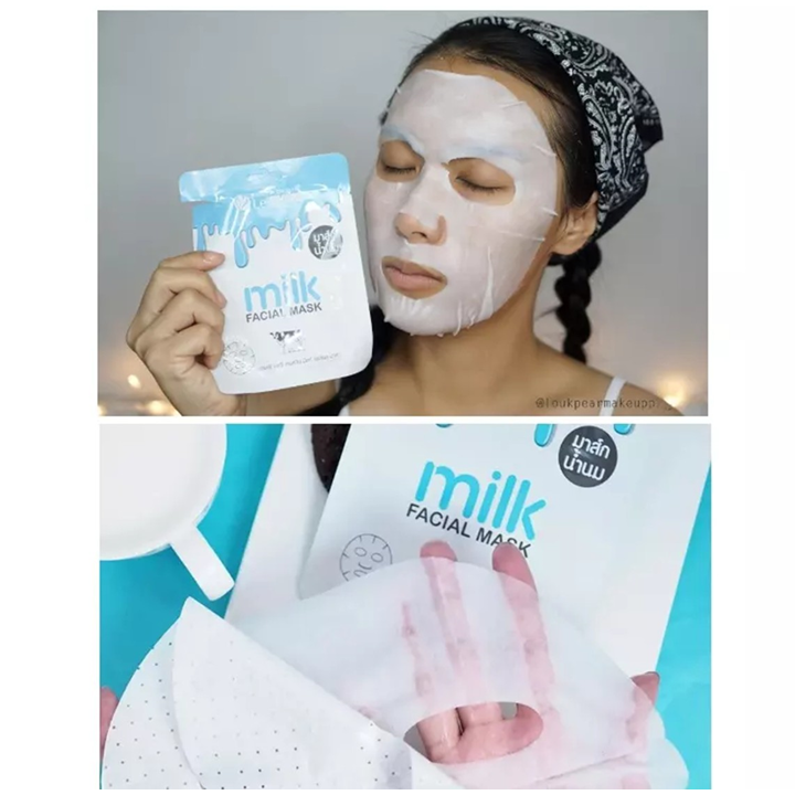 Le’Skin milk Facial Mask 25ml x 10 ชิ้น มาส์กหน้า เลอสกิน