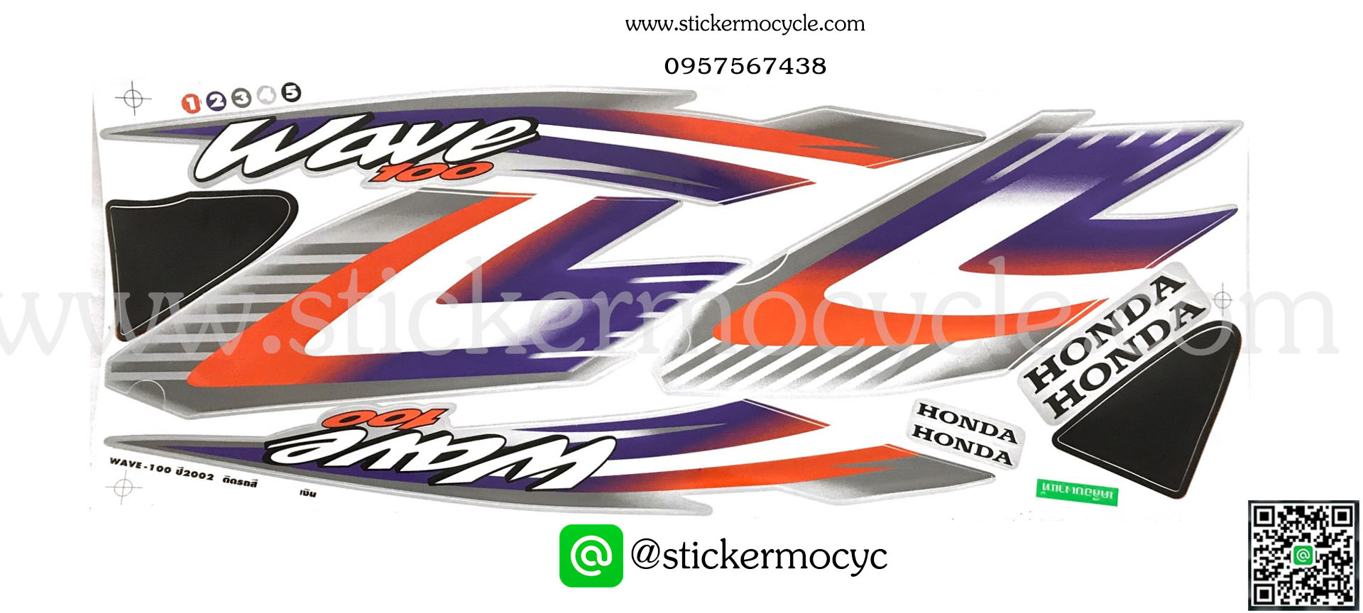Sticker HONDA Wave 100 ปี2002 ติดรถสีเงิน (เคลือบเงา) สติ๊กเกอร์ ติดรถมอเตอร์ไซค์ ฮอนด้า เวฟ