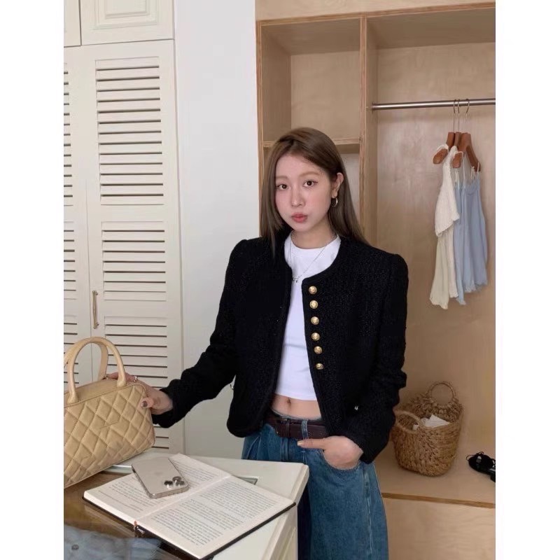 || GB SHOP ||| Blazer ผ้าทวิต แต่งกระดุมทอง เนื้อผ้าดี งานมีซับในสวย TAG : SUO NI SHA 🇰🇷