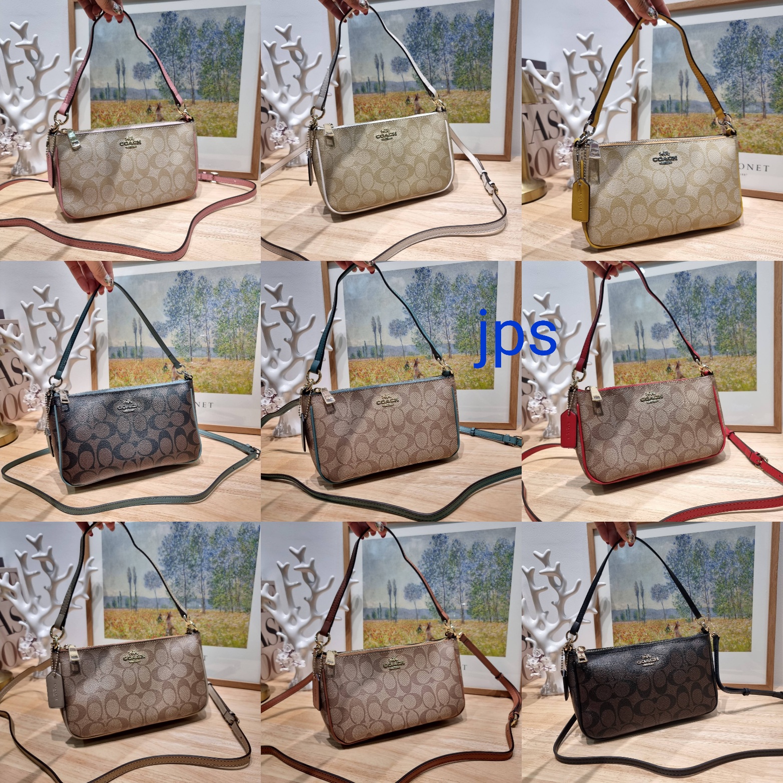 กระเป๋าสะพายไฮโซน่ารักเก๋ ๆ แบรนด์เนมโค้ชพอชขนาด 8.5 นิ้ว หนังแท้ลายC COACH 36674 TOP HANDLE POUCH IN SIGNATURE CANVAS