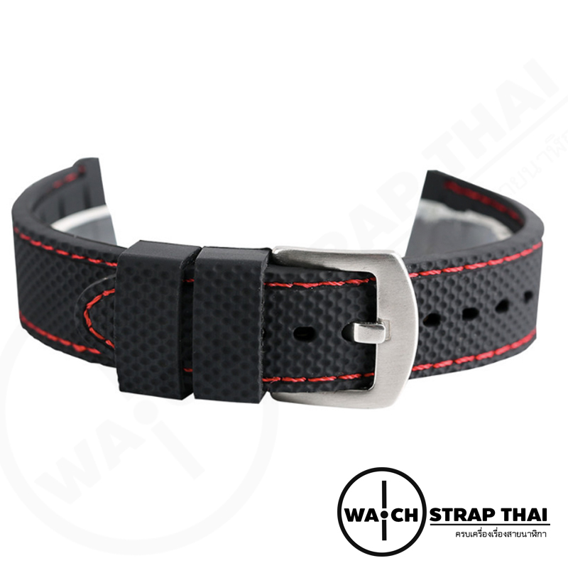 สายนาฬิกายาง SET03 เดินด้ายแดง Rubber Watch Strap Red มีขนาด 20 mm