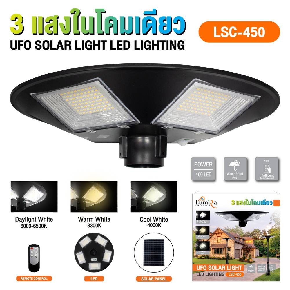 LSC-450 LUMIRA UFO SOLAR LED LIGHTING 3แสงในโคมเดียว SKU-02477