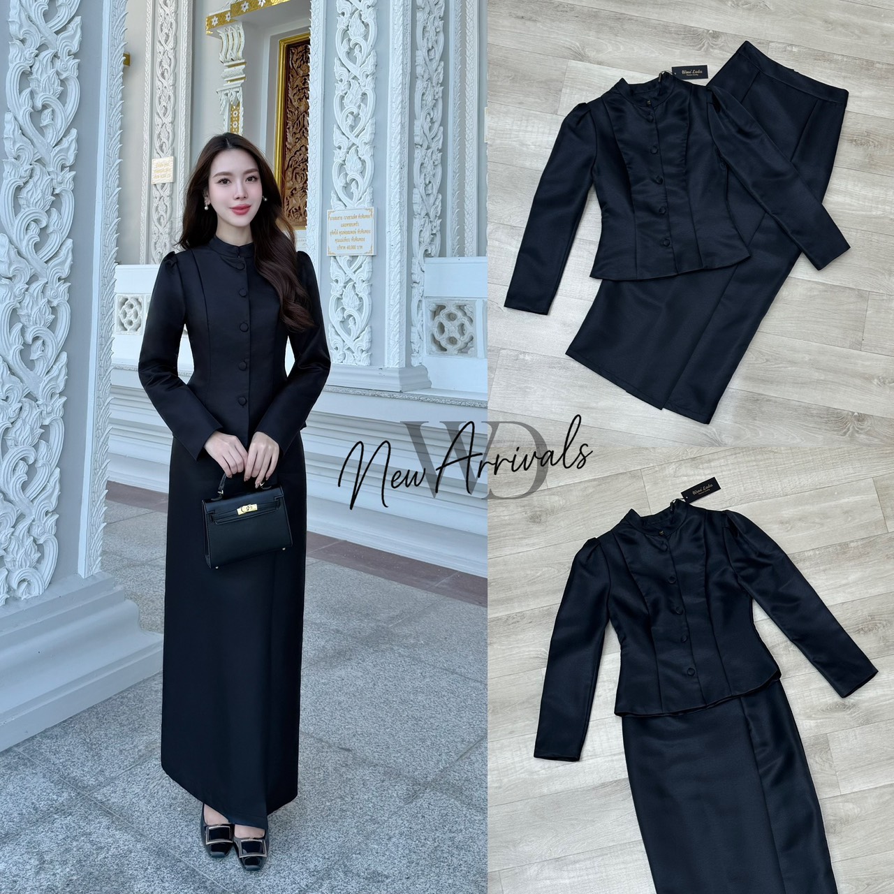 Set 2 Pcs. เซ็ทชุดไทยผ้าไหมเสื้อแขนยาว มาพร้อมกับกระโปรงผ้าไหม ทรงสอบเข้ารูป จะงานราช งานบุญ ได้หมดเนื้อผ้าใส่สบาย ทรงสวยมากค่ะ เป๊ะและเข้ารูป ใส่แล้วผอมเพียว กระโปรงซับในทั้งตัว ใครได้ลองแล้วจะหลงรักค่าา รับรองคุ้มเว่อร์ งานสวยมากค่ะ #Wine'Lada