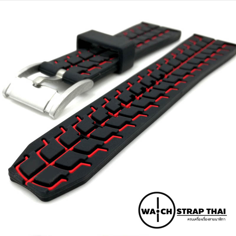 สายนาฬิกายางลายแดง SET05 Red RUBBER Watch Strap มีขนาด 20,22,24 mm
