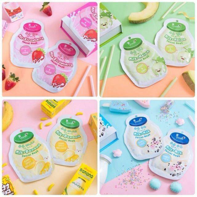 MOODS MILK+STRAWBERRY FACIAL MASK 10x38 มล.