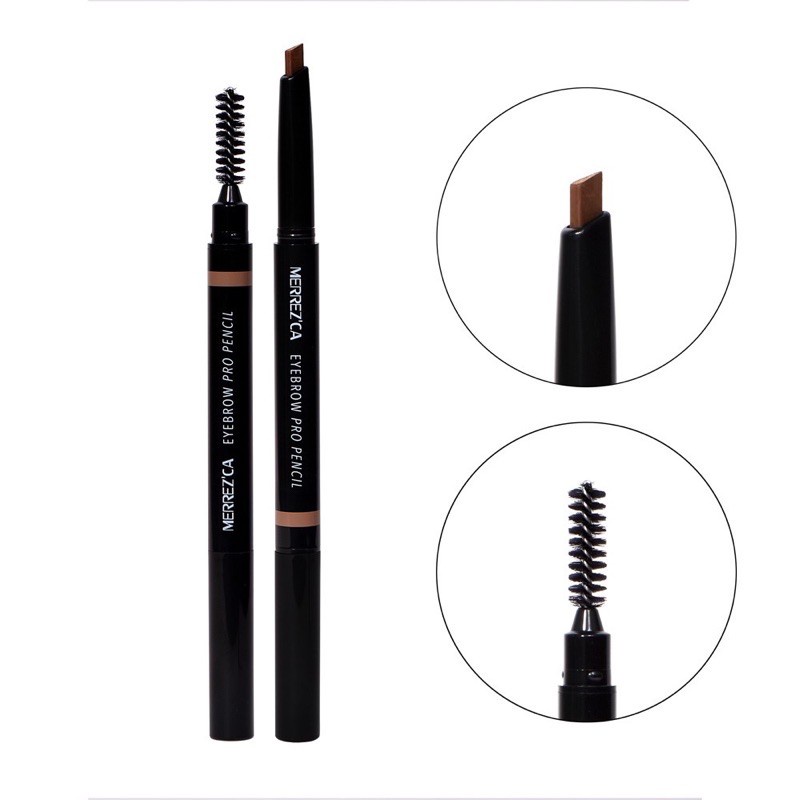 (1ชิ้น) Merrez'ca Natural Brow Pencil เมอร์เรก้า ดินสอเขียนคิ้วหัวตัด 0.3 กรัม