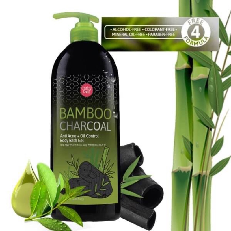 เคที่ดอลล์ เจลอาบน้ำถ่านหินไม้ไผ่ 500 ml ดีท็อกซ์ ลดสิว คุมมัน CATHY DOLL BAMBOO CHARCOAL ANTI ACNE+OIL CONTROL BATH GEL