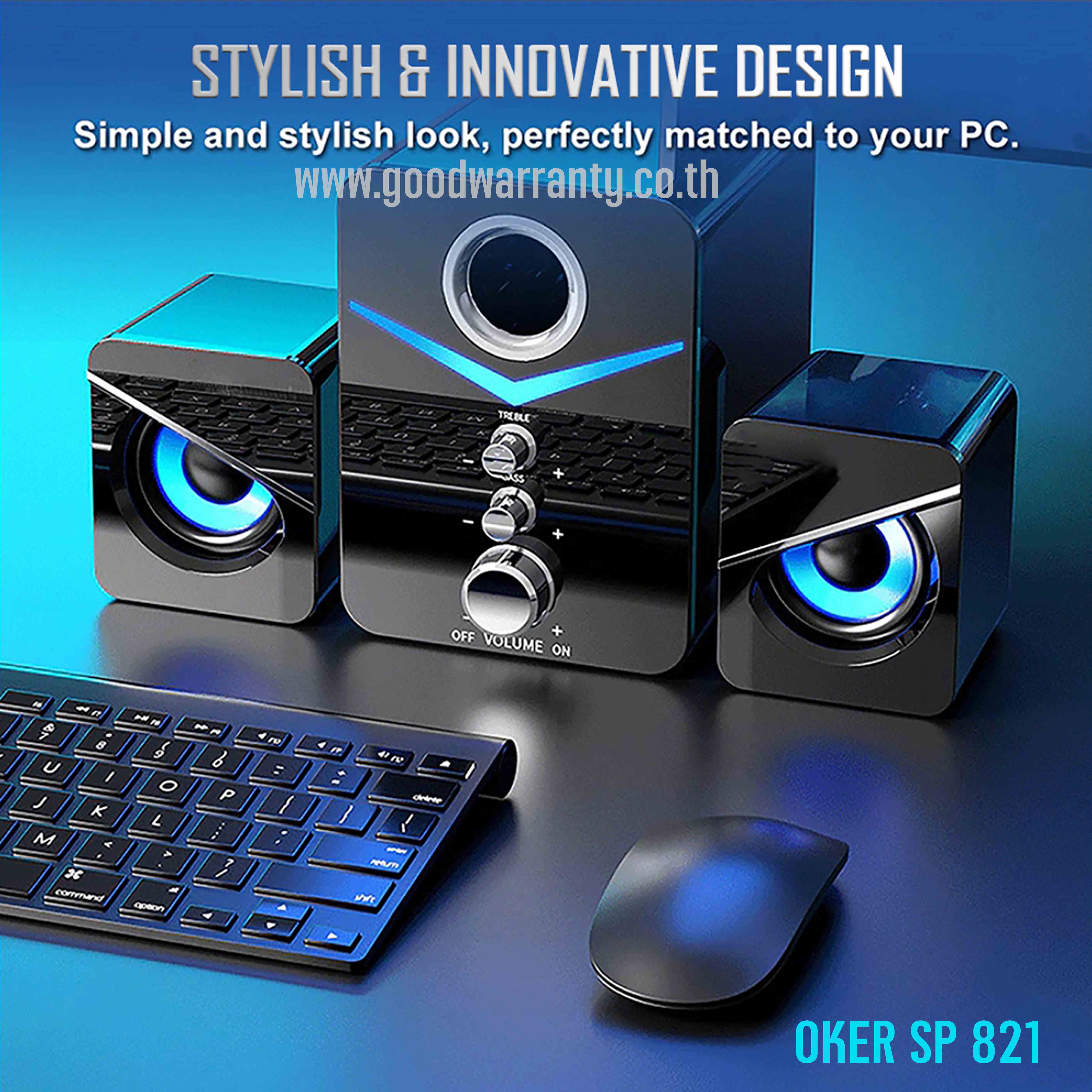 SP-821 OKER SPEAKER 2.1 มีไฟ SP-OK-11-821xx