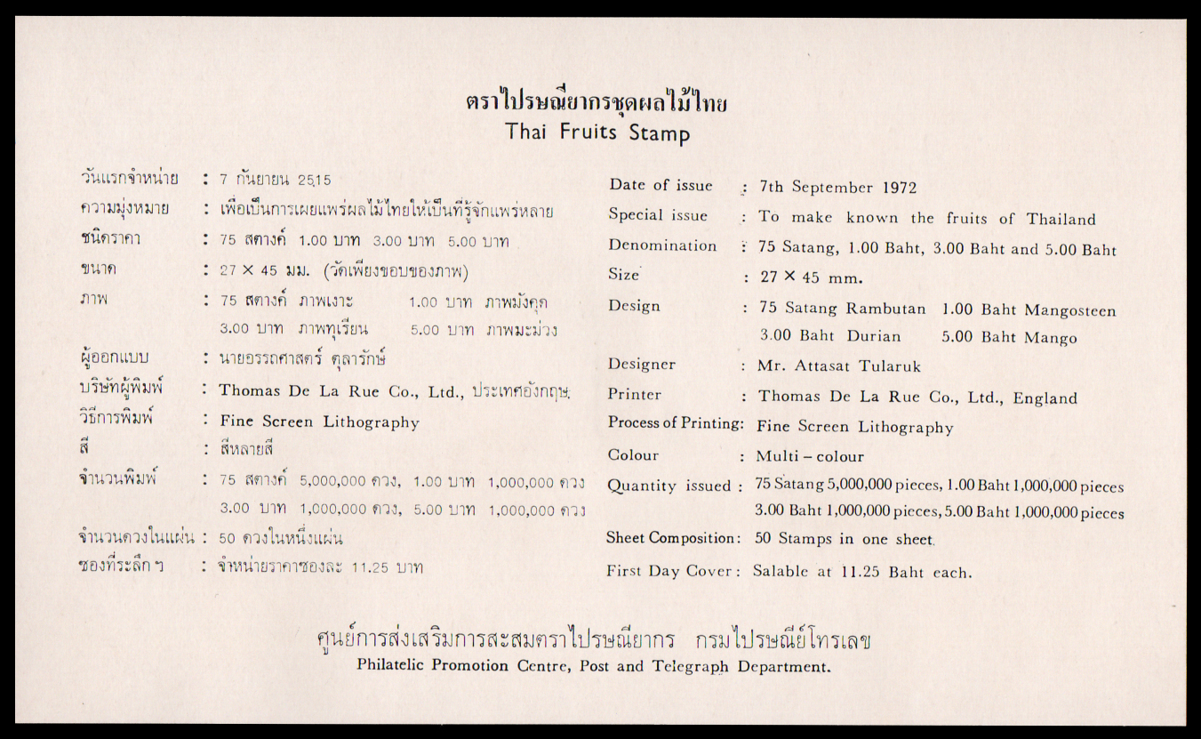 ซองวันแรกจำหน่ายผลไม้ไทย (ชุด 1)