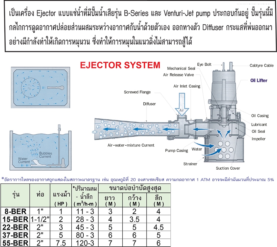 TSURUMI PUMP ปั๊มแช่น้ำ รุ่น 22-BER (พร้อมท่ออากาศ)
