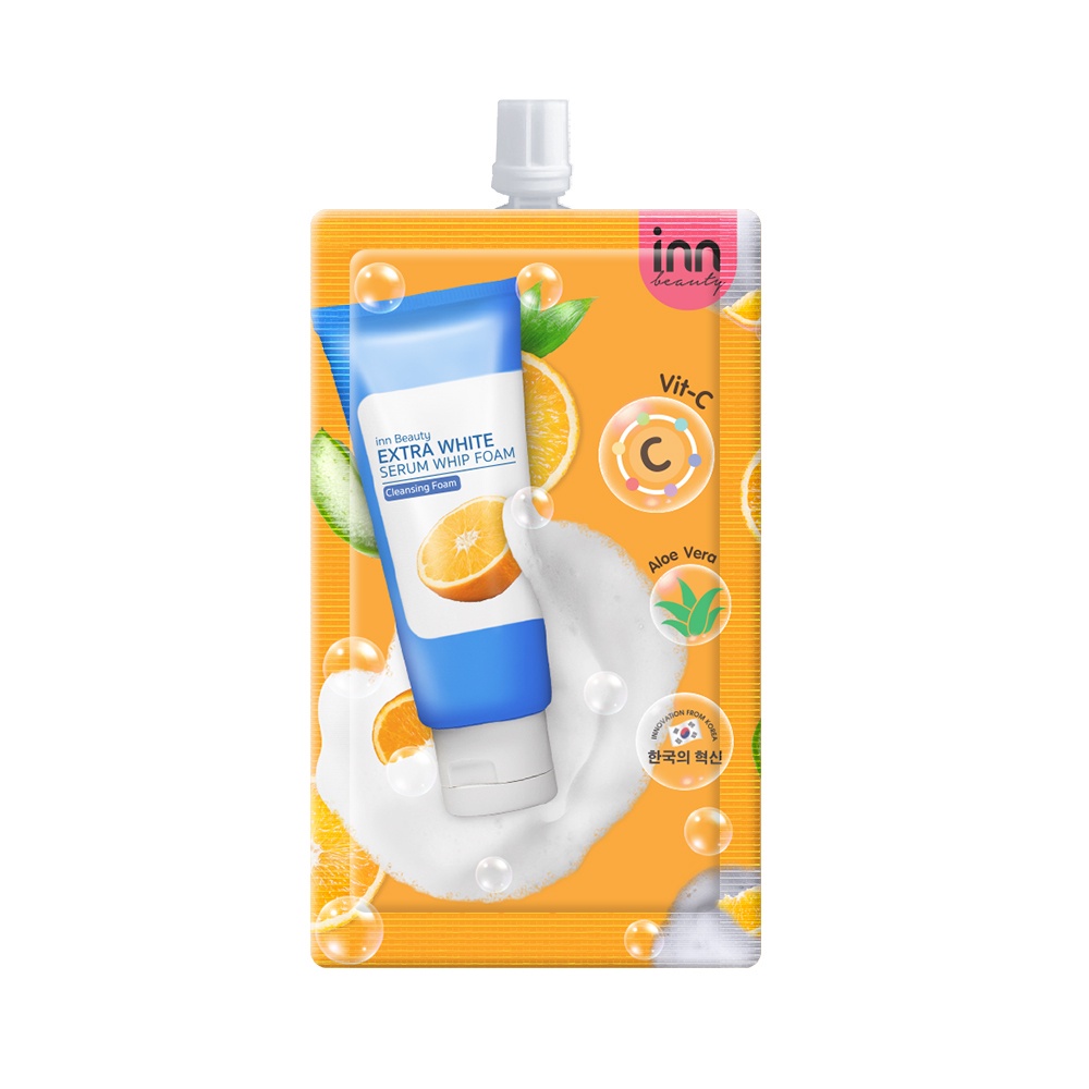 (6ซอง/กล่อง) Inn Beauty Extra White Serum Whip Foam อินน์ บิวตี้ เอ็กซ์ตร้า ไวท์ เซรั่ม วิป โฟม 50 มิลลิลิตร
