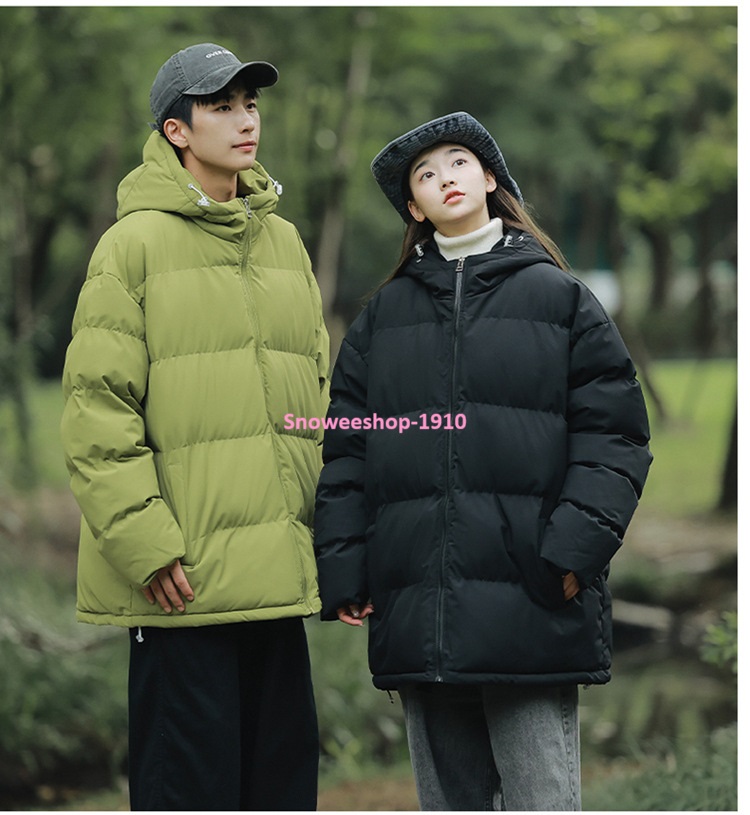 ดาวน์แจ็คเก็ตกันหนาวเสื้อกันหนาวใส่เป็นคู่ ใส่ได้ทั้งผู้ชายและผู้หญิง บุนวมหนาสไตล์เกาหลี ใส่แบบหลวมๆ กันลม กันหนาว กันหิมะ ใส่อุณหภูมิติดลบ มาพร้อม 10 เฉดสี