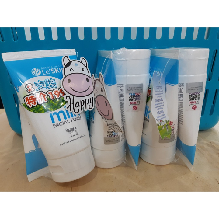 Le’Skin Facial Milk Foam 100ml x 2 ชิ้น โฟมล้างหน้าน้ำนม เลอสกิน