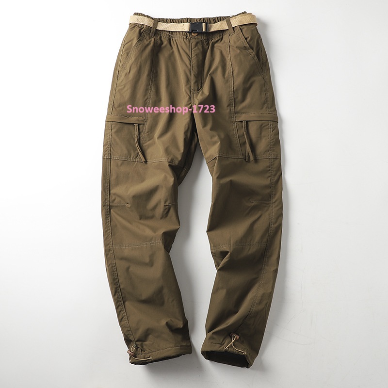 กางเกงกันหนาวสำหรับผู้ชาย ผู้หญิงใส่ได้ กางเกงบุขนกำมะหยี่หนากันหนาว กันหิมะ กันหยดน้ำ กางเกงขากว้าง แบบหนา ทรงหลวม มีหลายกระเป๋า สไตล์วินเทจ อเมริกัน เรโทร มี 4 สีให้เลือก