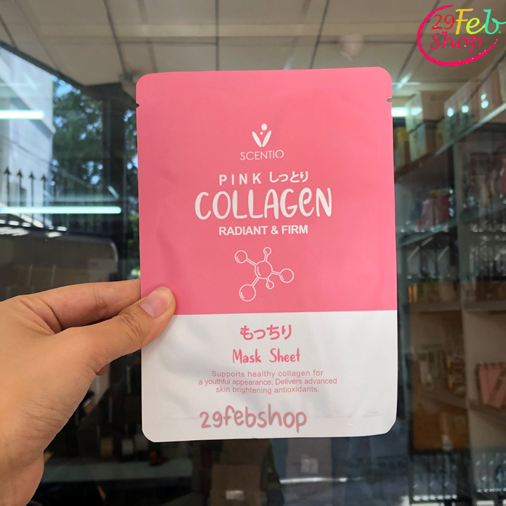 Scentio Collagen Pink Mask Sheet 1 ชิ้น แผ่นมาส์กหน้า เซนทิโอ