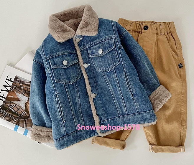แจ็คเก็ตขนแกะเด็กชาย เด็กผู้หญิง แจ็คเก็ตยีนส์เด็กใส่กันหนาว กันลม กันหิมะได้ บุขนแกะสังเคราะห์หนาใส่แล้วไม่คัน นุ่มนิ่มทั้งตัวใส่ได้ทั้งเด็กผู้หญิงและเด็กผู้ชายไซ 80 ถึง 140