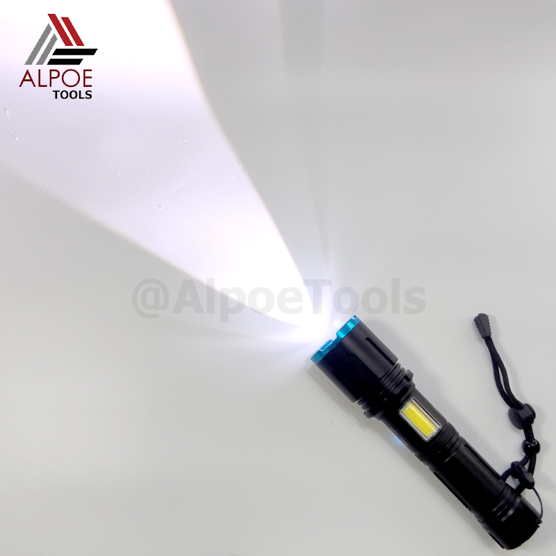 ไฟฉายแรงสูง พร้อมอุปรกรณ์ชาร์จ หลอด T20 มีไฟข้าง ถ่าน 26650 รุ่น JX-2022