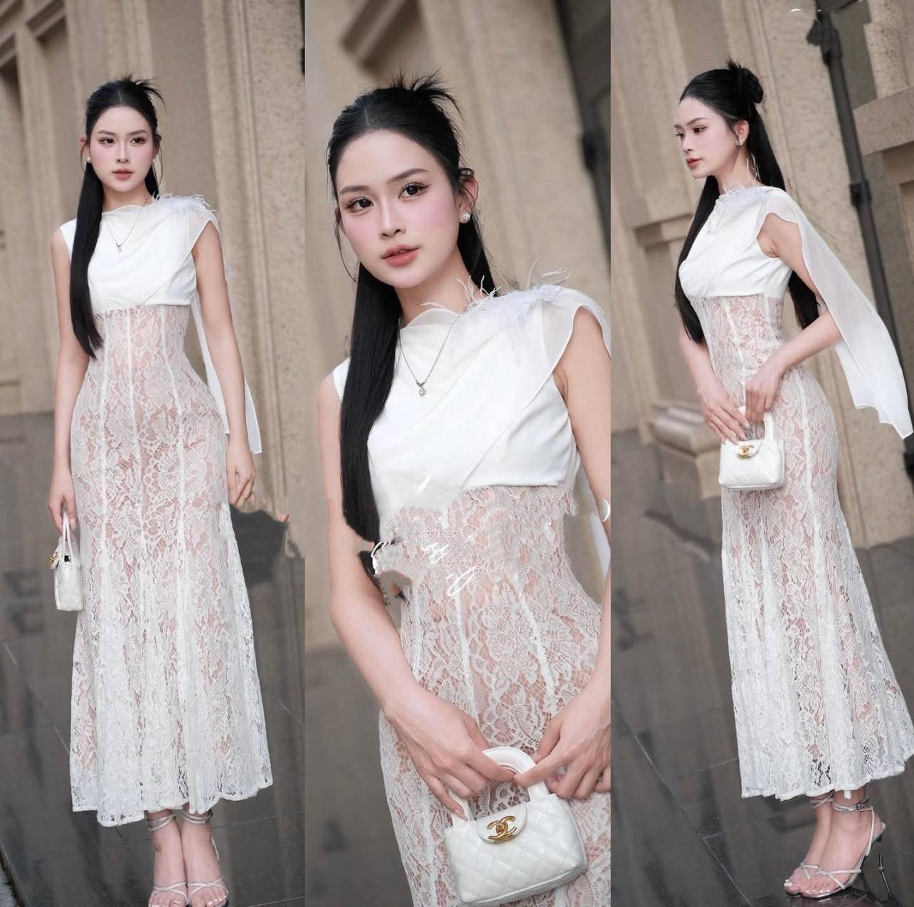 Brand : aiyarin Detail : เดรสผ้าลูกไม้ปักดอกไม้ฉลุทั้งชุดตัดสีของชุดด้วยผ้าลูกไม้สีขาวสวยซับในสีครีมดูลูกคุณมาก เดรสผ้าลูกไม้เนื้อดีลายลูกไม้ฉลุดอกไม้สวยไฮโซ