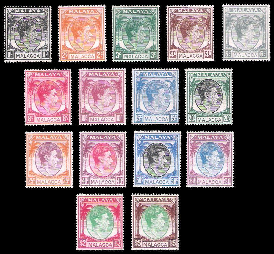 1949 Malacca King GeorgeVI Set CV $114.60