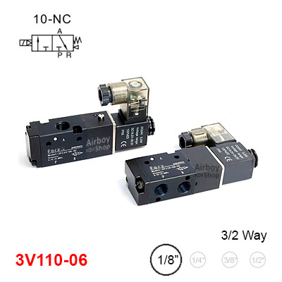 โซลินอยด์วาล์ว รุ่น 3V110-06 (Port 1/8") 3/2 Single Coil