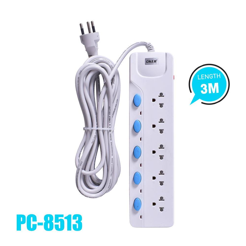 Oker ปลั๊กไฟ มาตราฐาน มอก. PC-8513 3 เมตร SKU-02611