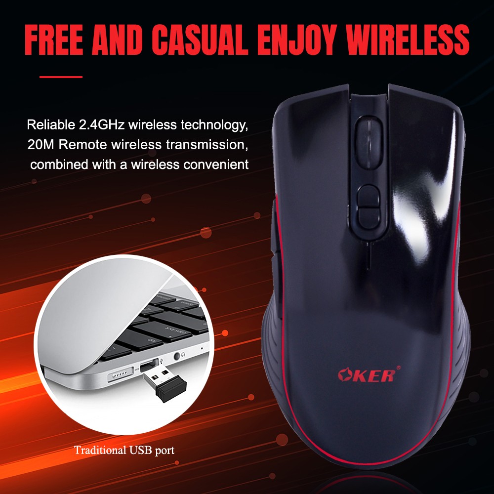 OKER M257 WIRELESS MOUSE 1600DPI เม้าท์ไร้สาย ไฟ7สี CHARGING SKU-02957
