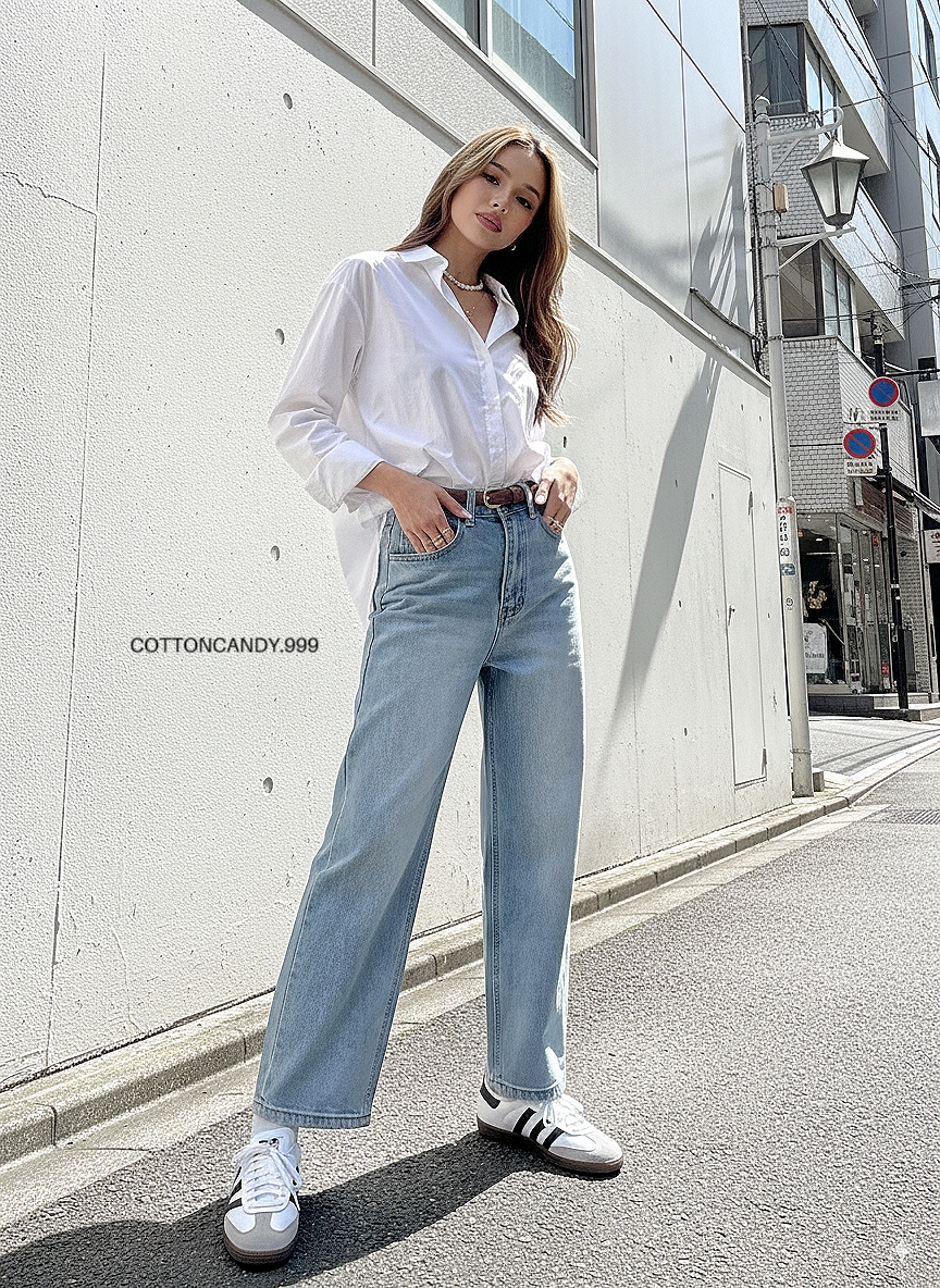 Tag#cottoncandy กางเกงยีนส์ขากระบอกบอยเล็ก 8ส่วน รุ่นนี้ ผ้ายีนส์ยืดเนื้อดีมาก ลุกนั่งสบายไม่อึดอัด ทรงบอยเล็กสไตล์วินเทจ ทรงสวยมากๆ ฟอกเฟดสีฟ้าอ่อนๆ บอกเลยลุคนี้จึ้งแน่นอนคร่าาา