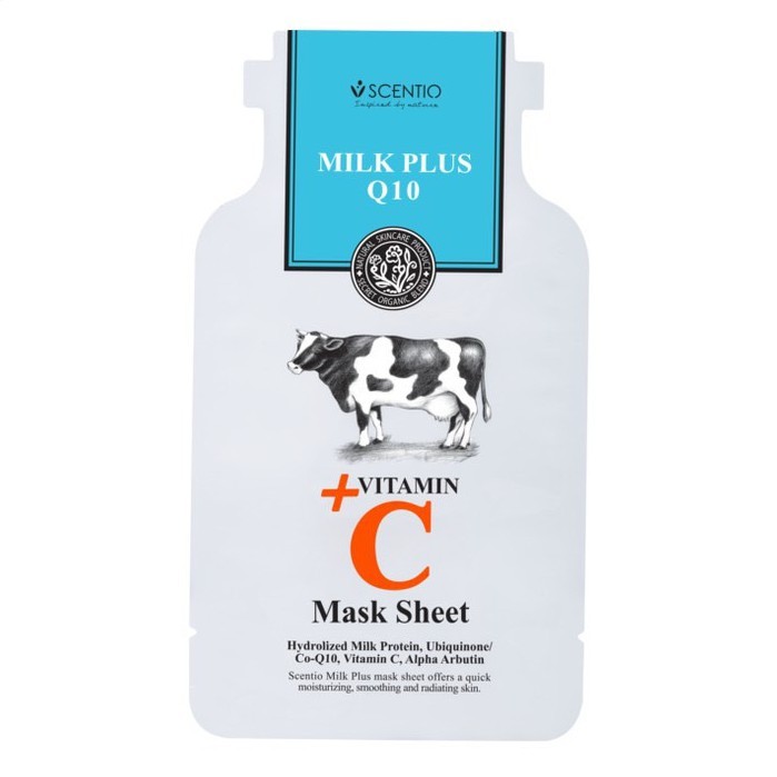 Scentio Milk Plus vitamin C Mask Sheet x 1 ชิ้น มาส์กหน้าวิตามิน ซี เซนทิโอ