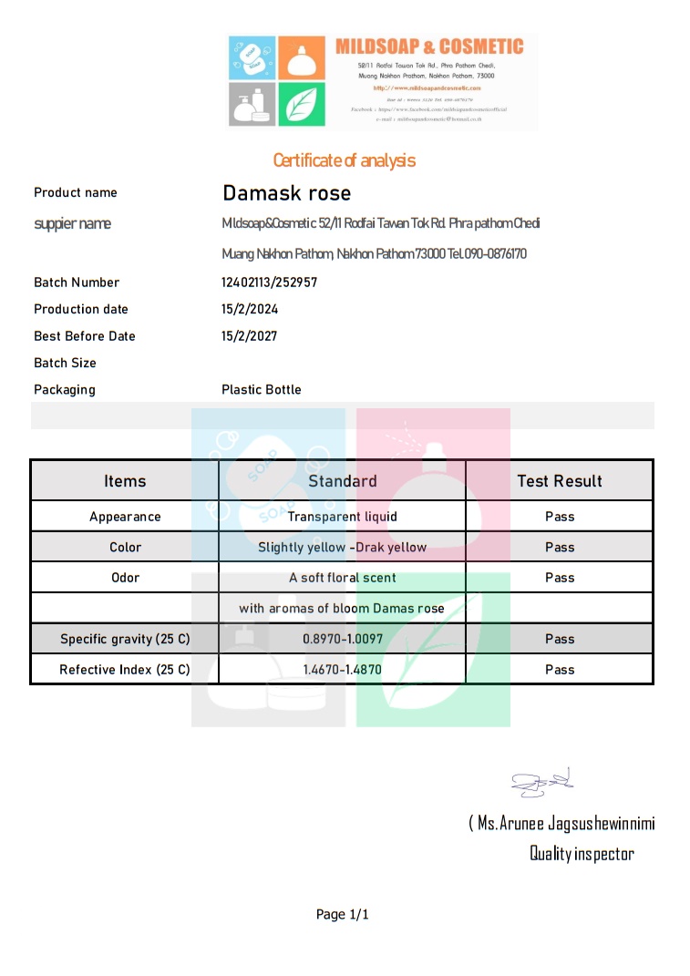 Damask rose น้ำมันหอมระเหยผสม กุหลาบดามัซก์
