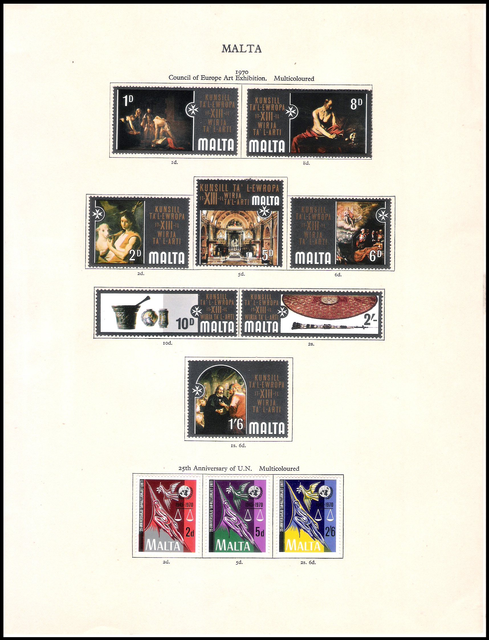 3 SHEETS 1965-1970 Malta (43 Stamps)