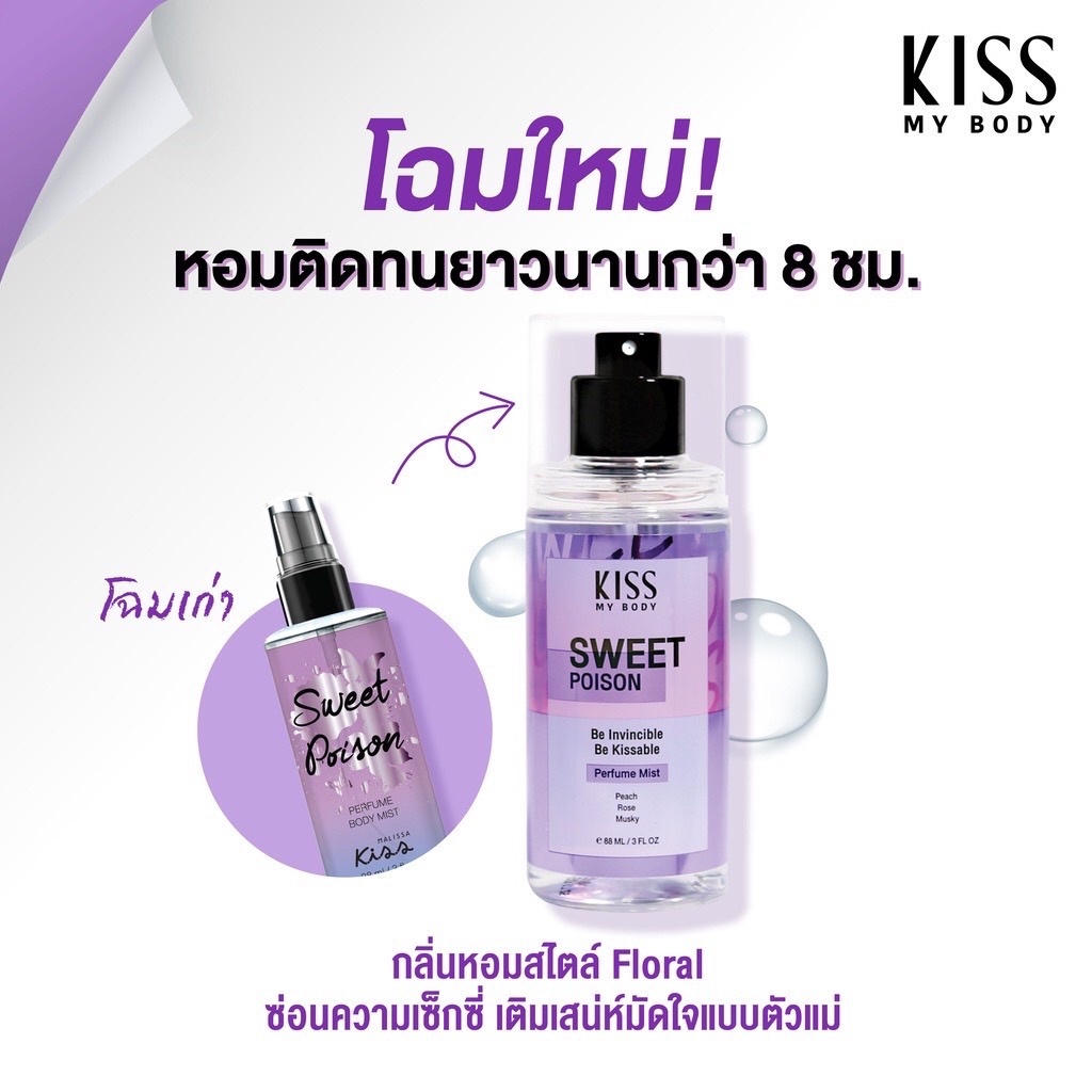 Kiss My Body Perfume Mist สเปรย์น้ำหอม คิส มาย บอดี้ เพอร์ฟูม มิสต์ 88มล. ❤