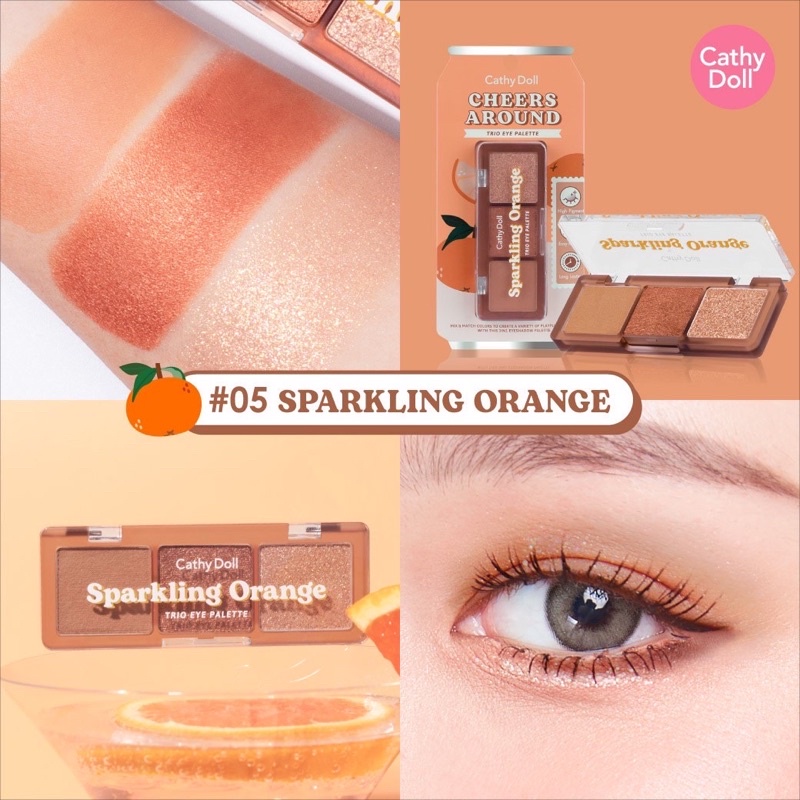 Cathy Doll Cheers Around Trio Eye Palette 2g. เชียร์ อะราวด์ ทรีโอ อายแชโดว์ พาเลท ทาตา มี 6 เฉดสี Eyeshadow