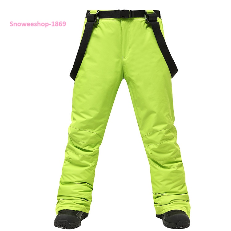 กางเกงสกีสำหรับผู้ชาย กางเกงสกีสำหรับผู้หญิง กางเกงสกีคู่รัก กางเกงกันหนาวผ้าฝ้ายผสมเส้นใยโพลีเอสเคลือบสารสะท้อนหยดน้ำ กางเกงหนาและอุ่นมาก กันหนาวอุณหภูมิติดลบพร้อมสายคล้องถอดแยกได้ ชายกางเกงมีซิปปรับทรงขาและยางรัดกันลมกันหิมะเข้า มีทั้งของผู้ชายและผู้หญิ