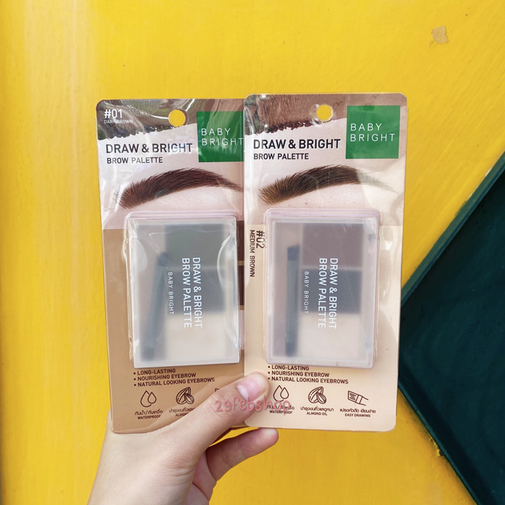 Baby Bright Draw & Bright Brow Palette 0.86g X 3colors พาเลทเขียนแต่งคิ้วเนื้อฝุ่นอัดแข็งแบบตลับ เบบี้ ไบร์ท