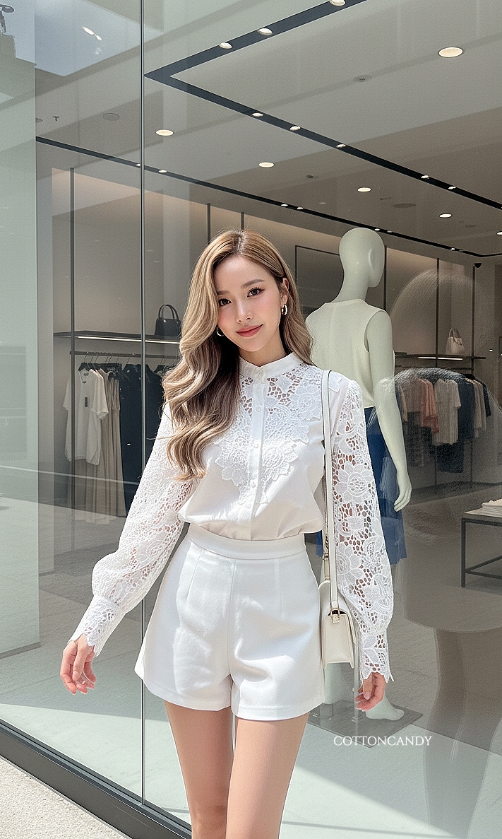 Tag#cottoncandy เสื้อดีเทลแต่งลูกไม้ฉลุ รุ่นนี้งานนำเข้าเกรดดีพรีเมี่ยม แพทเทิลนี้ใส่สวยหรูแน่นอนคร่าาาาา