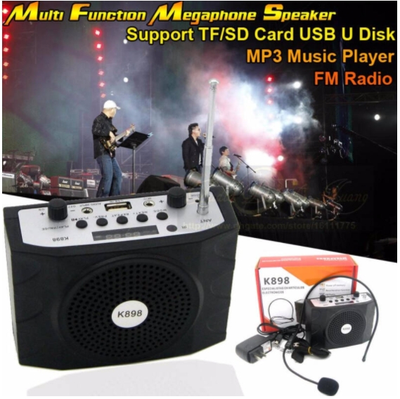 K898 Music D.J. +USB,FM Radioลำโพงพกพาขนาดเล็ก เอนกประสงค์ SP-MJ-MN-898BT