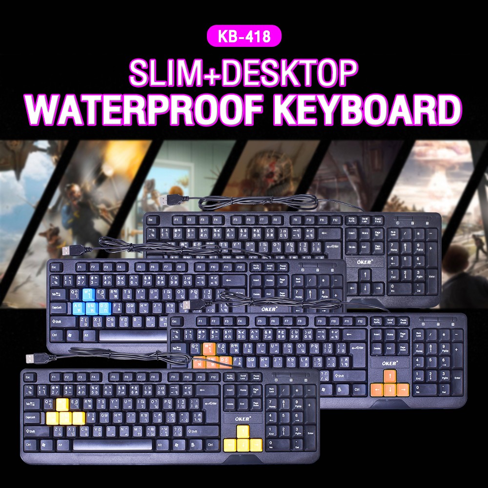 KB-418 OKER Slim KEYBOARD USB 104KEY KB-UB-OK-418XX