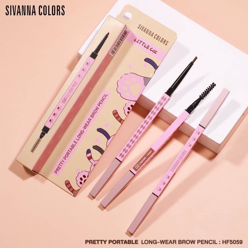 SIVANNA COLORS PRETTY PORTABLE LONG-WEAR BROW PENCIL : HF5059 ดินสอเขียนคิ้ว หมุนออโต้