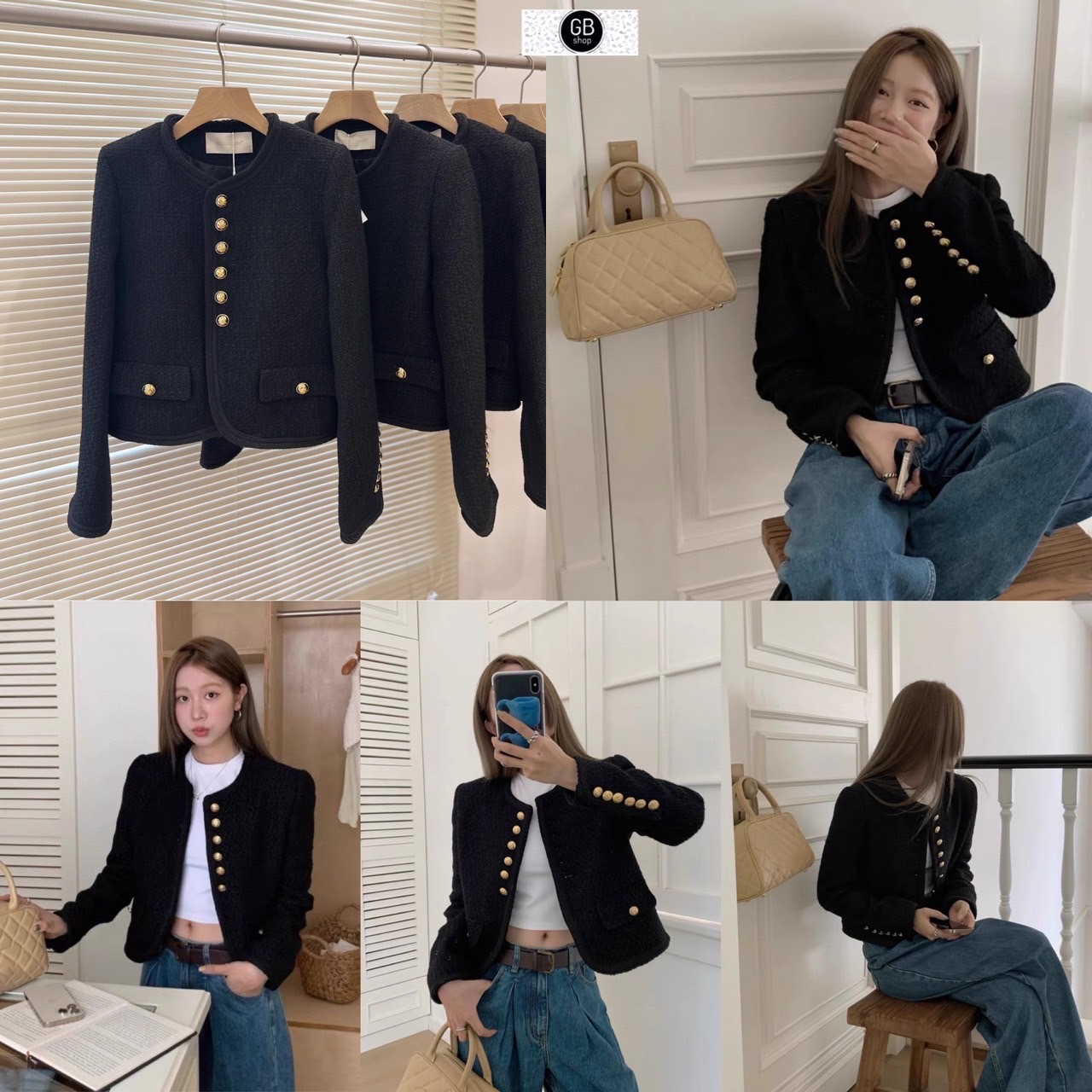 || GB SHOP ||| Blazer ผ้าทวิต แต่งกระดุมทอง เนื้อผ้าดี งานมีซับในสวย TAG : SUO NI SHA 🇰🇷