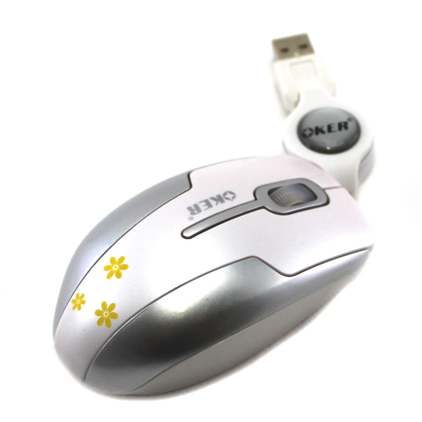 MS-38 OKER MOUSE USB เก็บสาย MO-OK-OU-M38WH/PK/BK