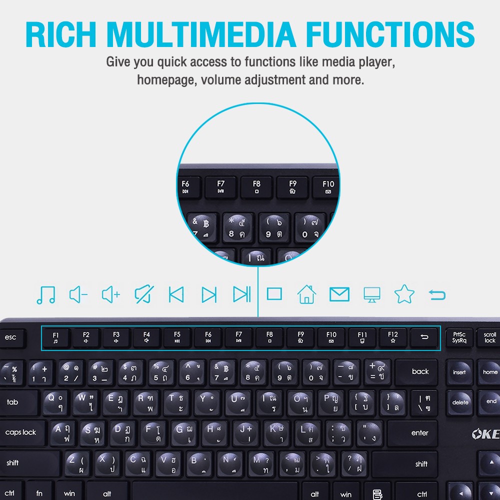 K788 OKER WIRELESS DESKTOP KEYBOARD KB-KM-OK-788xx