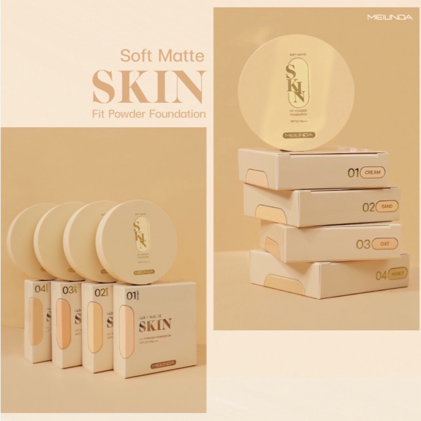 MEILINDA แป้งผสมรองพื้น Soft Matte Skin Fit Powder Foundation 10กรัม MC8016