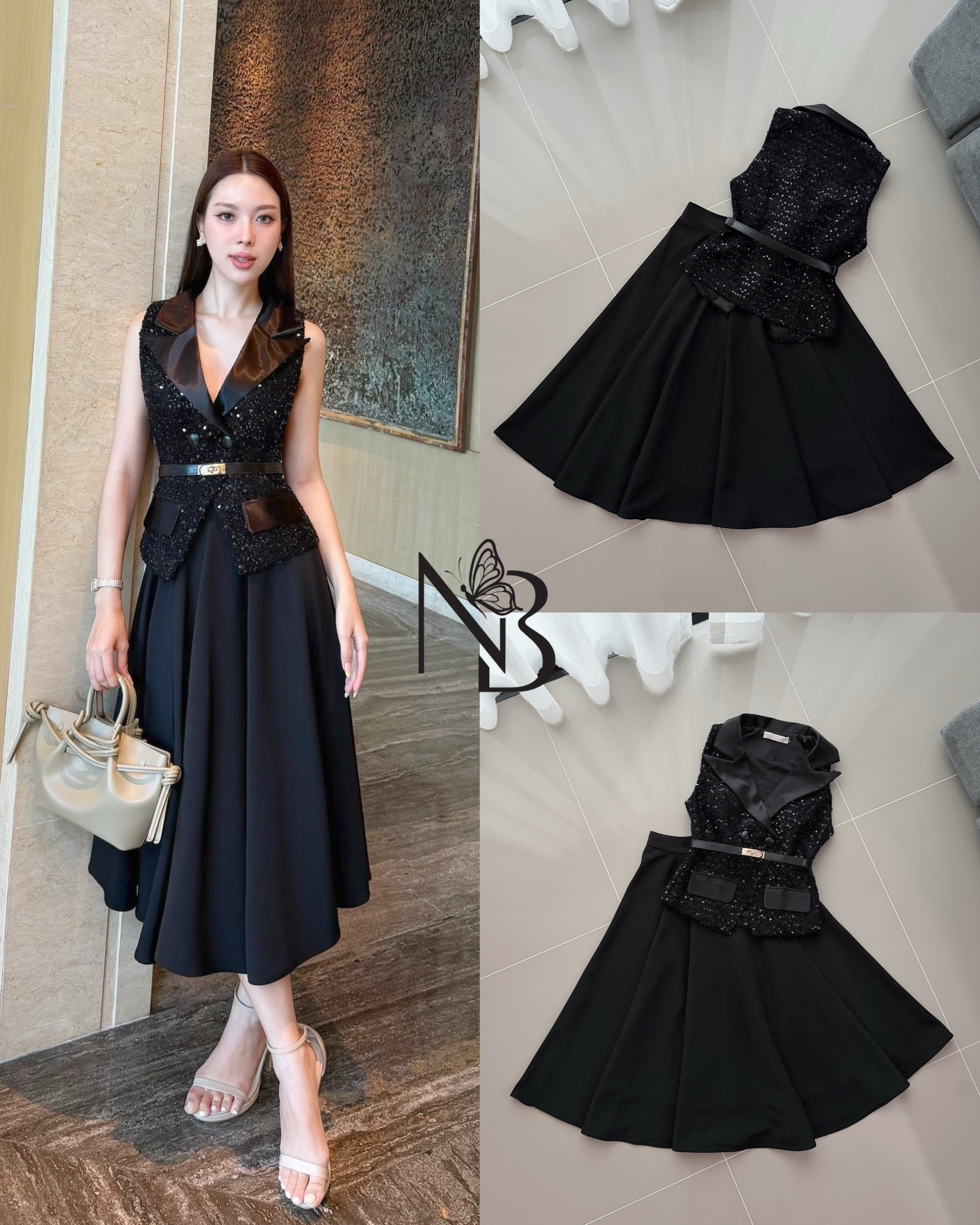 Detail :: Set 3 ชิ้น เสื้อมผ้าทวิส กริตเตอร์แขนกุด แต่งปกเงากระดุมเงา มาพร้อมกระโปรงผ้าสูทพริ้วๆ ซิบหลัง ชุดมีซับในและฟองน้ำอย่างดี เข้าเซทกับเข็มขัดหนัง เสริมลุคสาวๆ ให้ดูมีสง่าราศี ดูดีได้ทุกวัน ใส่ออกงาน ใส่ทำงานได้เลย ผ้าเกรดดี งานว้าวมาก คอนเฟิร์ม ใค