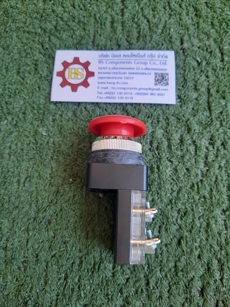 Tend : สวิช์กดไม่ล็อกดอกเห็ด 25mm 1NO+1NC -แดง