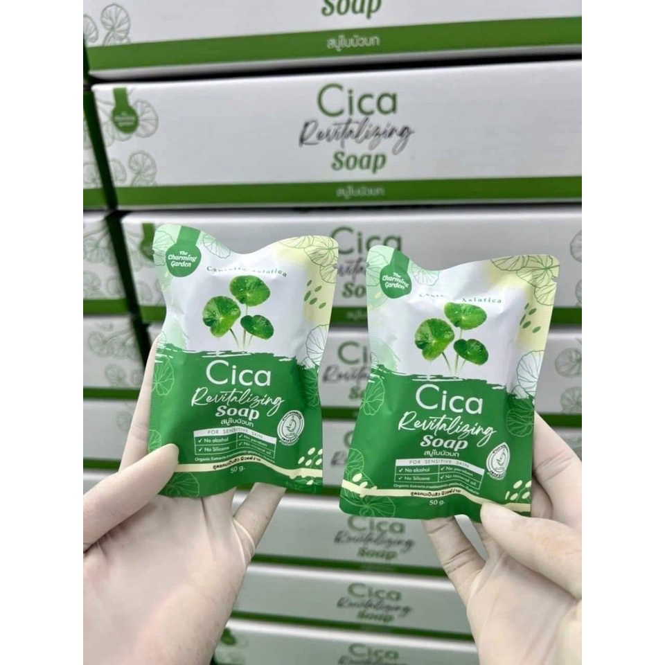 สบู่ใบบัวบก 50กรัม Cica Soap The Charming Garden ชิก้า รีไวทัลไลซิ่ง โซป