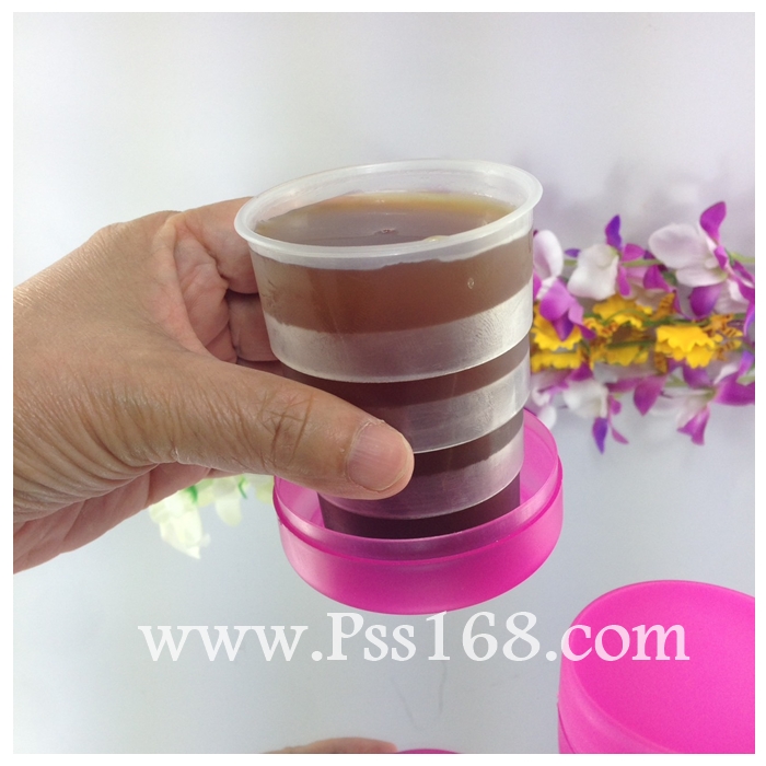 ถ้วยน้ำพับได้ คละสี แพ็คถุงแก้วติดโบว์ พร้อมป้ายชื่อ