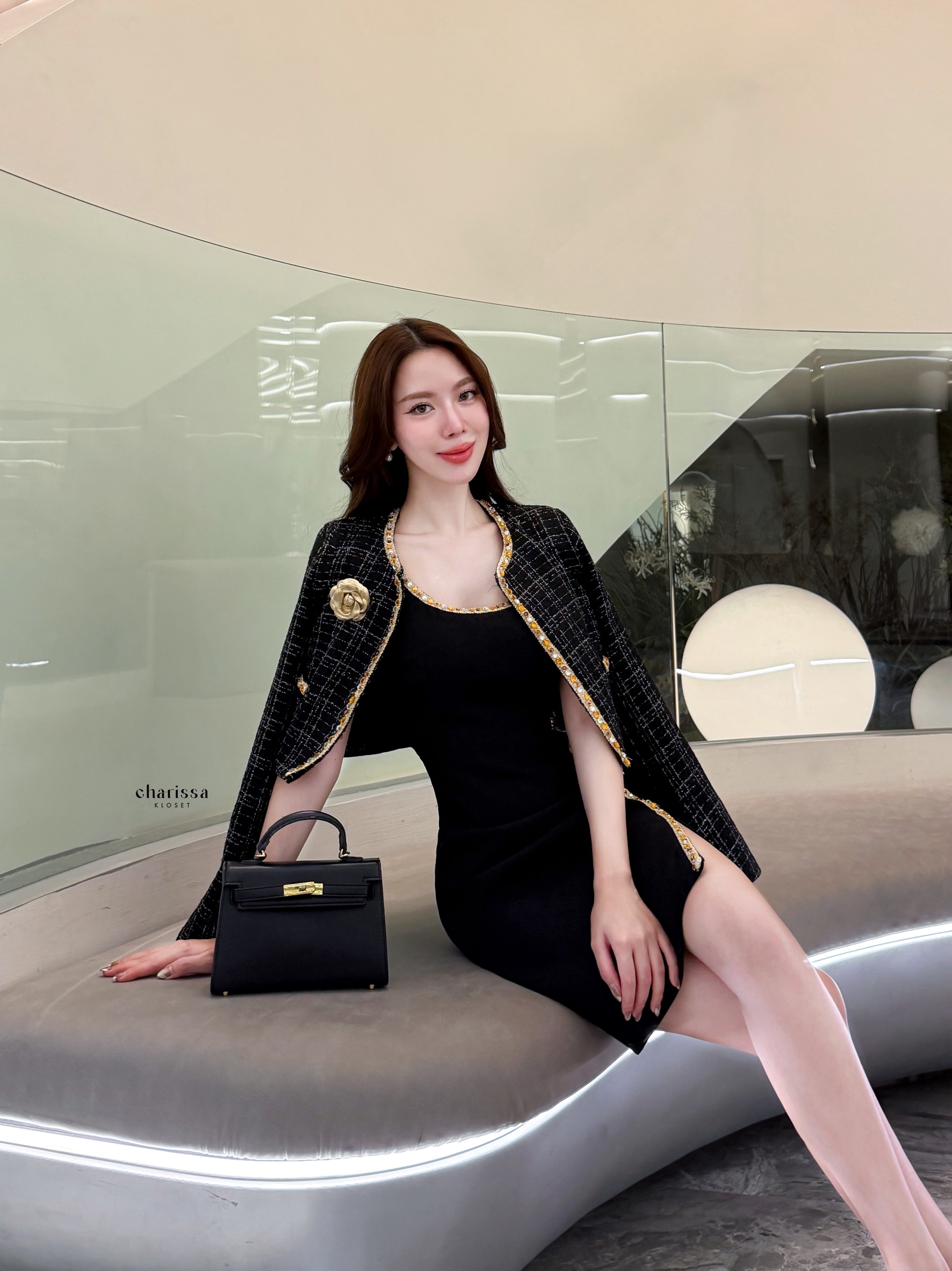 เซ็ทเดรสพร้อมแจ็กเก็ตผ้าทวีด (Tweed Elegant Set) 🖤