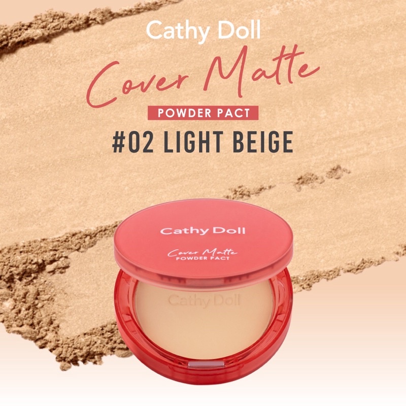 Cathy Doll Cover Matte Powder Pact 4.5g #02 light beige แป้งเคที่ดอลล์ แป้งซ่อนผิว